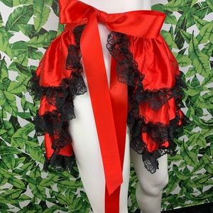 Hips & Curves Skirt Women's Size 1X/2X Sexy Red Satin Lace Bow Tie Side Costume
